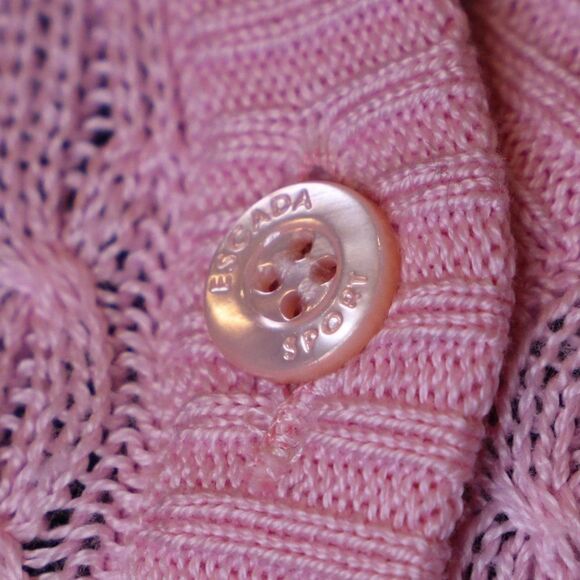 Escada Sport Cotton Pink V-Neck Cardigan Sz S - Picture 7 of 8